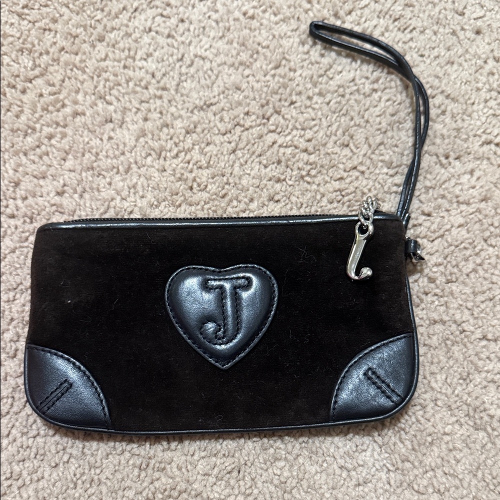 Juicy Couture Black Wristlet with Crown Print